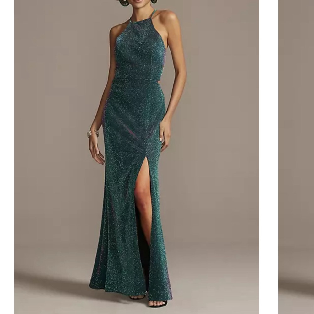 Halter iridescent prom dress